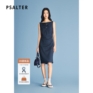 PSALTER诗篇收腰修身包臀无袖亚麻牛仔连衣裙2026夏季新款