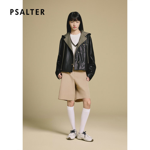 【反季】PSALTER诗篇休闲时尚前短后长连帽皮夹克外套2025冬款