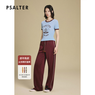 新款 PSALTER诗篇撞色织带高腰抽绳阔腿休闲女裤 2025秋季