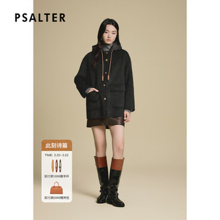 诗篇专选可拆卸羽绒帽廓形大衣羊毛呢外套2025款