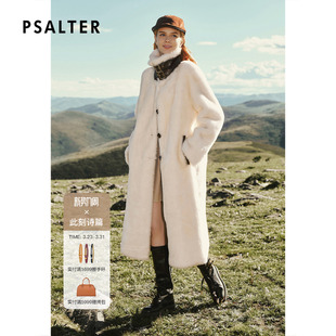 PSALTER诗篇皮毛一体过膝长款 大衣皮草外套2025冬款