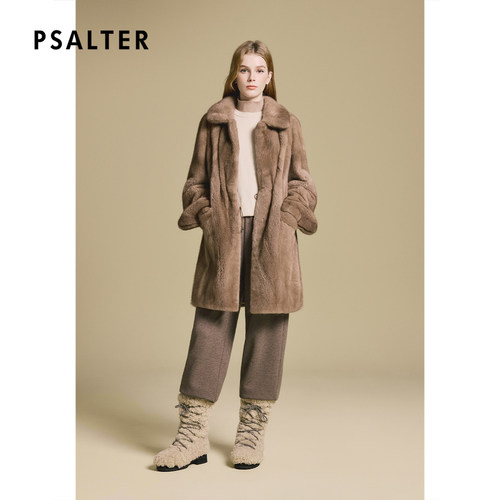 PSALTER诗篇保暖奢华直排工艺真皮水貂皮草外套2025冬季款