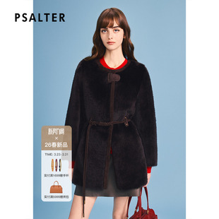 新款 诗篇专选皮毛一体系腰带中长款 皮草外套2026春季