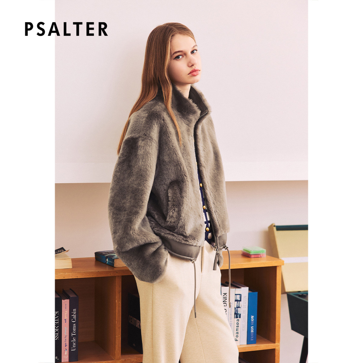 诗篇专选羔羊绒皮毛一体短款立领皮草外套2026春季新款