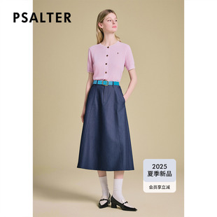 女简约通勤短袖 短款 PSALTER诗篇撞色针织衫 开衫 上衣2025夏季 新款
