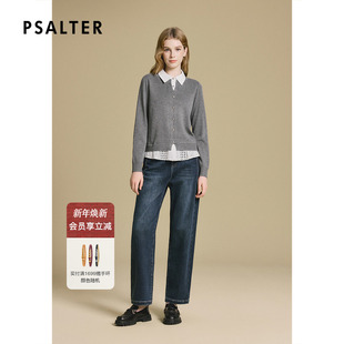 新款 诗篇专选格雷系镂空水溶绣拼接假两件针织衫 2025冬季