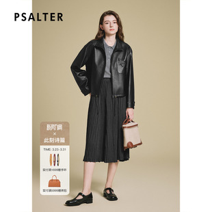 夹克皮衣外套2025春款 短款 时尚 诗篇专选复古巴恩风落肩袖