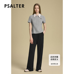诗篇专选时尚 休闲撞色Polo翻领修身 拉链上衣女2025夏季 新款