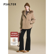 诗篇专选貉子毛领连帽可拆卸白鹅绒内胆派克服羽绒服冬款