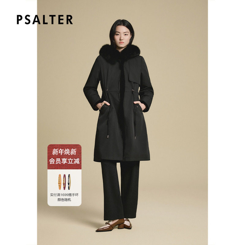 诗篇专选可拆卸狐狸毛领水貂装饰条羽绒派克服2025冬季新款