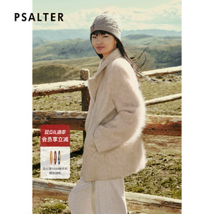 新款 PSALTER诗篇 大衣外套2025冬季 拉毛工艺短款 阿拉善山羊绒