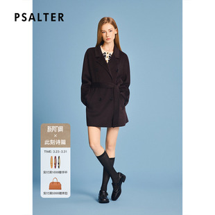 诗篇专选赫本风复古戗驳领翻领双排扣羊绒大衣2025冬款