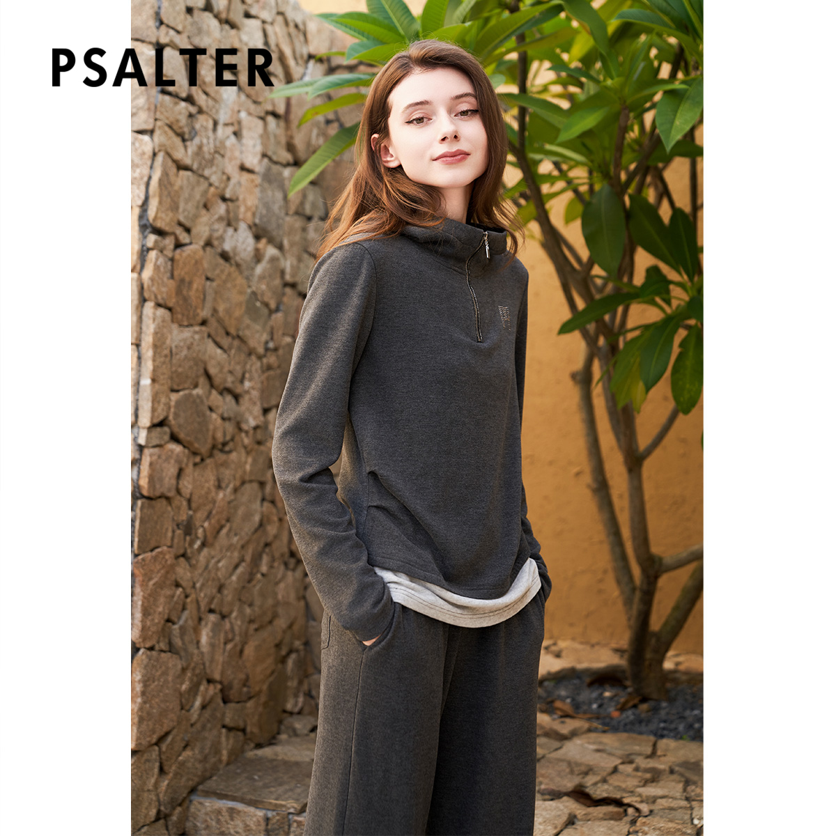 【周雨彤同款】诗篇专选雅丹风烫钻撞色假两件云感绒连帽针织衫