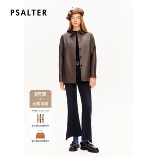 款 PSALTER诗篇简约复古翻领衬衫 皮衣冬款 头层绵羊皮