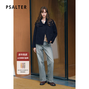 新款 诗篇专选羊毛马海毛混纺双排扣学院呢子短款 大衣2025冬季