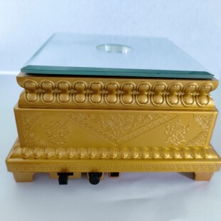 方形音乐底座七彩发光灯座玻璃玉器水晶内雕观音饰品家居摆件