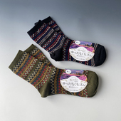 外贸 时尚 复古民族风女袜秋冬棉麻混纺文艺中筒袜小众百搭潮袜