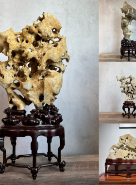 文房重器太湖石纯天然原石摆件天然摆件苏工中式装饰高档底座奇石