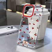 碎花樱桃适用苹果16PROMAX手机壳iPhone15软壳14透明13清新12潮11