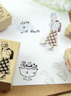 Kodomo no Kao童颜木头我爱印章I LOVE STAMP手帐账贺卡生活记录