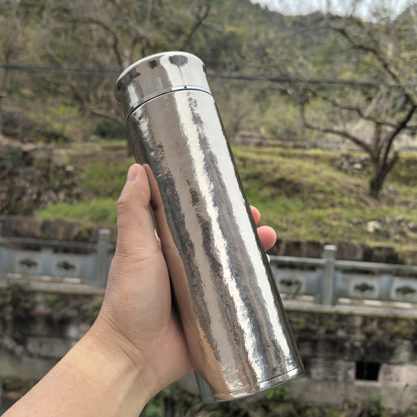 500ml内外纯钛锤纹保温杯真空杯