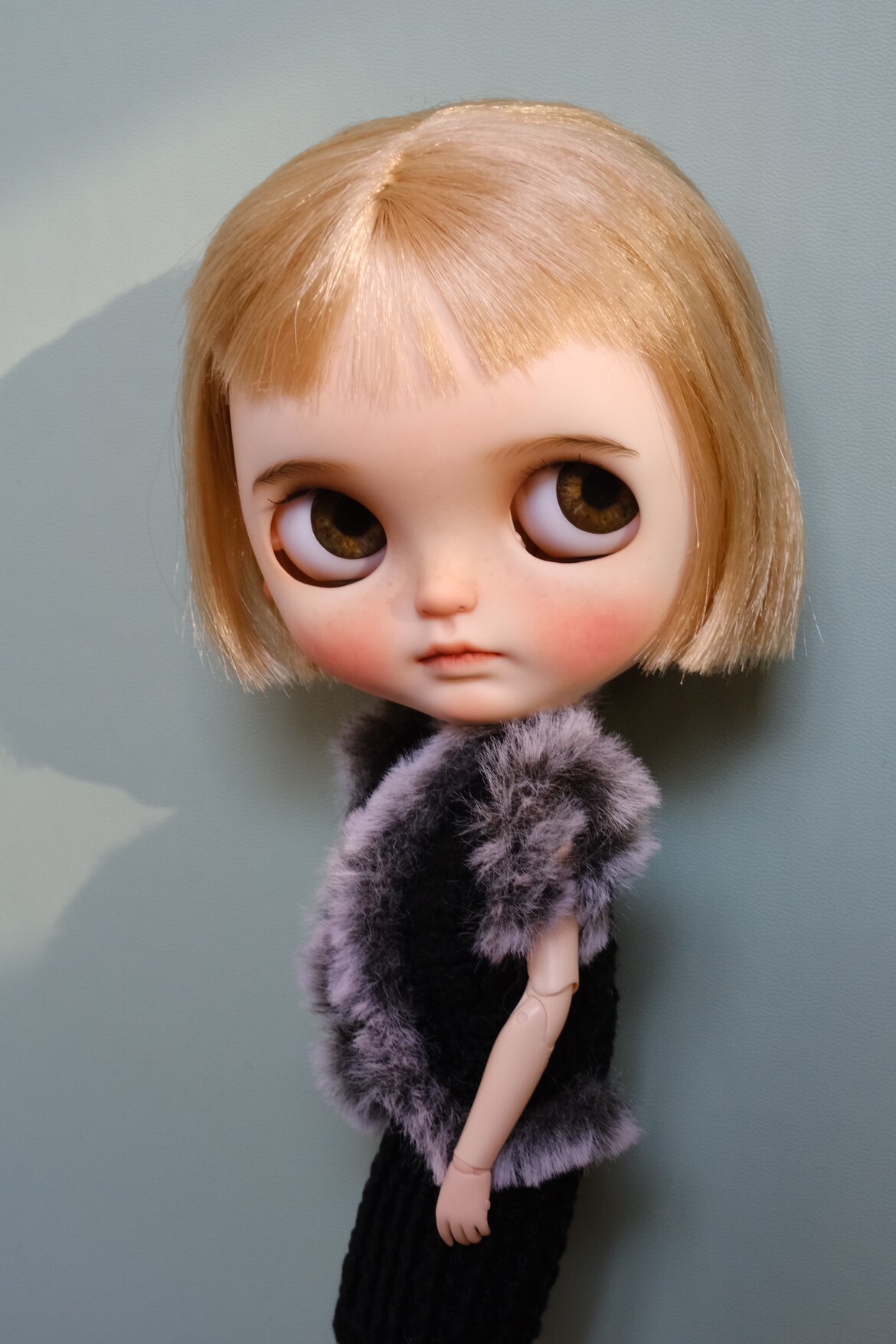 blythe小布钩织钩花毛线背心马甲裙套装