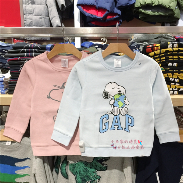 gap童装男童宝宝圆领套头卫衣史努比联名环保系列加绒上衣617899