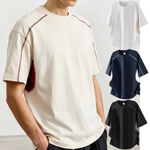 茑家速干短袖 宽松撞色拼接运动休闲圆领索罗娜7A抗菌 T恤男女同款