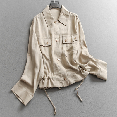 薄款仿麻肌理柔软亲肤透气女外套