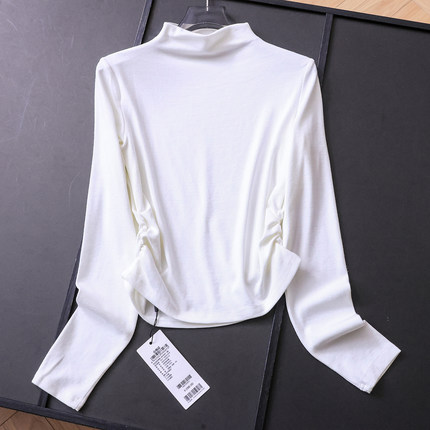 软糯舒适！细腻贴肤！纯色收腰修身堆堆高领打底衫长袖女T恤M799