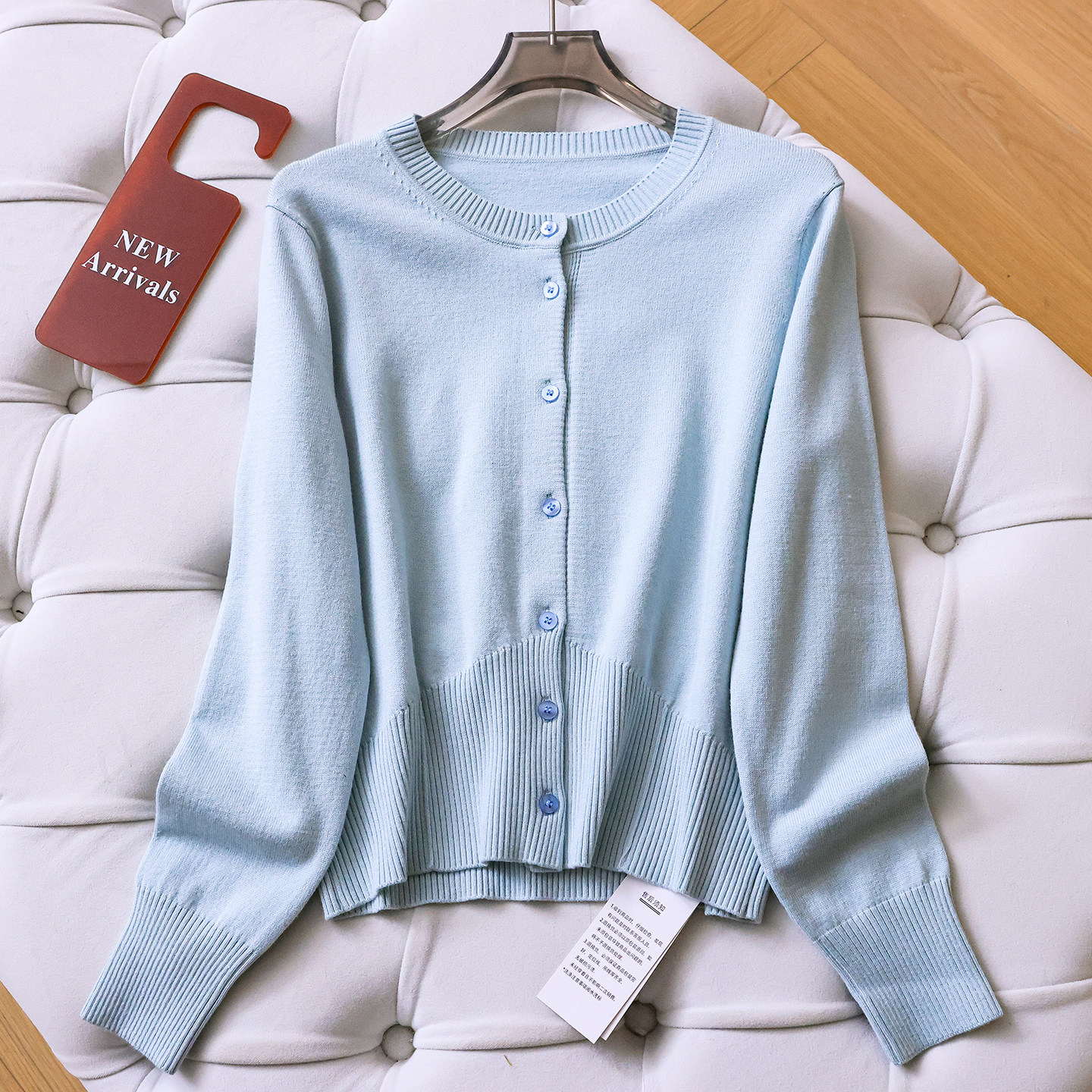 简约纯色显瘦圆领单排扣针织开衫气质通勤长袖百搭女毛衣外套Q629,女装/女士精品,毛针织衫,淘宝优惠券,粉丝福利购,淘宝优惠卷