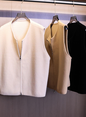 简约纯色宽松显瘦V领叠穿坎肩背心25秋季新款百搭女针织马夹B727