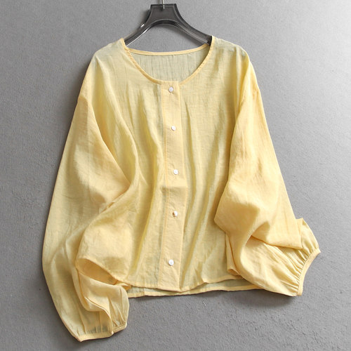 纯色薄款凉感透气圆领单排扣衬衫