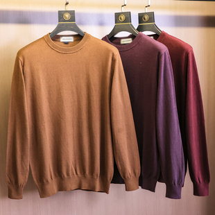男士 含羊毛细腻亲肤 长袖 纯色圆领百搭针织衫 毛衣Q430 软糯舒适