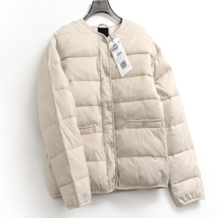 纯色圆领轻盈保暖绗缝夹克外套长袖 棉衣棉服H916 百搭通勤休闲女装