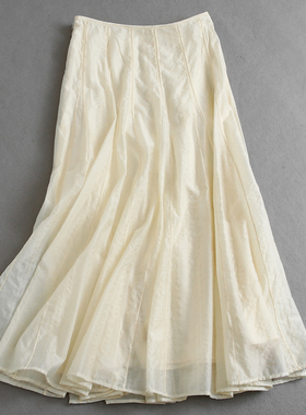 纯色高腰显瘦浪漫飘逸优雅气质大摆伞裙仙女长裙半身裙a字裙K906