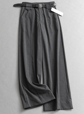 「送腰带」纯色垂感高腰显瘦西装裤通勤百搭直筒阔腿休闲裤女B340