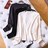 内搭打底针织衫 冬季 新款 纯色圆领弹力柔软亲肤修身 长袖 女毛衣Q087