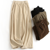 纯色复古灯芯绒松紧腰宽松直筒裤 J337 休闲裤 阔腿裤 显瘦百搭女裤