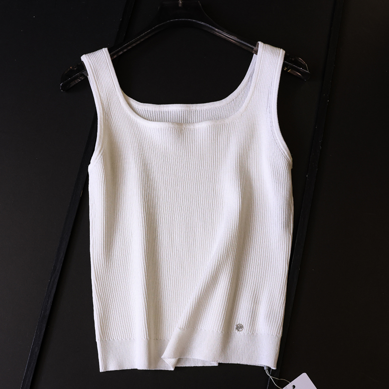 纯色螺纹弹力显瘦冰感短款背心女