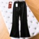 垂感阔腿裤 喇叭裤 休闲裤 加绒加厚金丝绒松紧腰显瘦微喇裤 女裤 Q083
