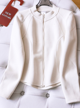 石墨烯收腰小蛮腰双拉链瑜伽修身立领保暖叠穿内搭长袖外套女Q250