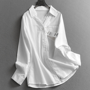 衬衫 白色蕾丝花边洋气减龄显瘦2025秋季 通勤百搭女装 长袖 V281 新款