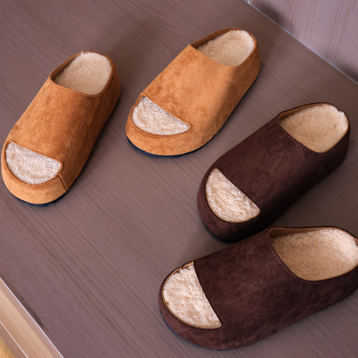 纯色复古仿麂皮绒保暖仿羊羔绒内里拖鞋2025冬新款一字拖鞋女B405,女鞋,其他拖鞋,淘宝优惠券,粉丝福利购,淘宝优惠卷