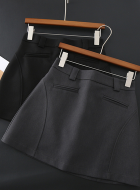 纯色高腰显瘦西装短裙包臀裙2025秋季新款减龄A字百搭半身裙V820