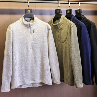 花纱阳离子立领加绒半拉链保暖透气户外机能运动长袖 卫衣Q427 男士