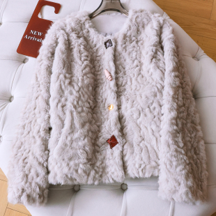 软糯手感仿皮草环保绒绒加厚保暖皮毛一体长袖 优雅百搭女外套Q365