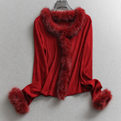 纯色毛毛领显瘦修身 洋气女毛衣Q760 气质时尚 纯欲风内搭长袖 打底衫