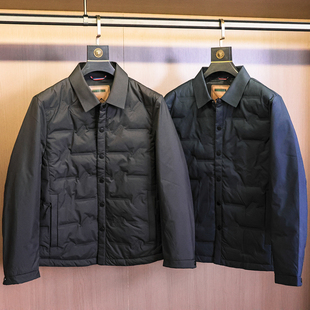 羽绒服Q487 纯色轻商务压胶充绒保暖翻领男士 高端轻奢 90白鸭绒