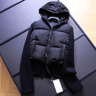 女棉衣棉服B359 长袖 纯色拼接假两件连帽显瘦拉链外套2025冬季 新款